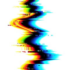 Leinwandbilder - TV screen fail glitch, computer LCD monitor crash vector background. Color line or wave, black gap with square digital pixels. Television signal loss, broadcast problem and program critical error