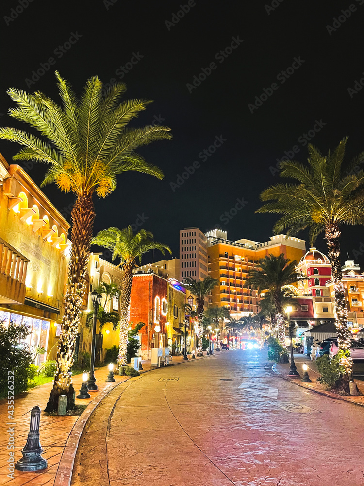 アクリル画　沖縄　原画　アメリカンヴィレッジ　絵画　夜景 沖縄 原画 アメリカンヴィレッジ レジンアート可能 アクリル画