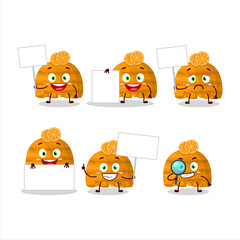 Poster - Orange ice cream scoops cartoon character bring information board