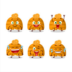 Sticker - Cartoon character of orange ice cream scoops with smile expression