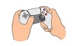 © barnawi - Hand holding game controller vector illustration