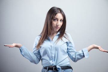 Canvas Print - Surprised beautiful woman looking in excitement.