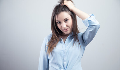 Poster - young woman hand in hair