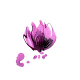Fototapeta Motyle - Purple watercolor flowers. Cute illustration for design of invitation, greeting card
