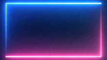 Blue Space With Stars With Neon Border Background