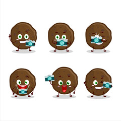 Poster - Photographer profession emoticon with chocolate cookies cartoon character