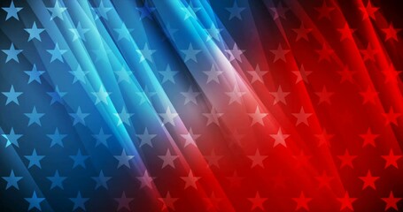 Wall Mural - USA colors, stars and stripes abstract bright motion design. Independence Day modern background. Seamless looping. Video animation 4K 4096x2160