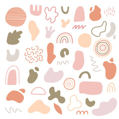 Poster - Hand drawn boho set of abstract shape elements, line, splash. Doodle sketch style. Isolated vector illustration for brush, design elements, background.
