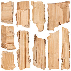 Wall Mural - Set of crumpled cardboards isolated on white background