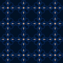 Blue Brown Cream Mandala Art Seamless Pattern Floral Creative Design Background Vector Illustration