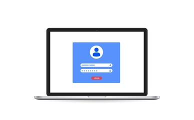 Wall Mural - laptop computer with authorization on the screen, login and password of the user to the system or ac