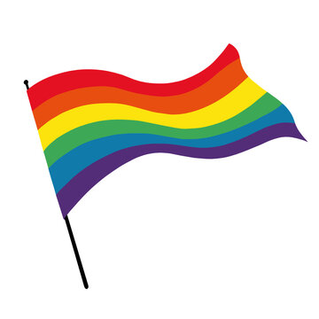 illustration of a rainbow pride flag blowing in the wind.