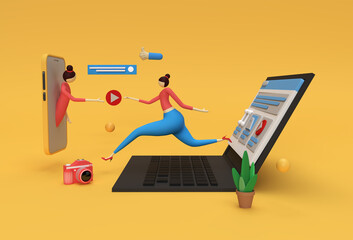Creative 3D Render Web Development Deal Banner, Marketing material, presentation, online advertising.
