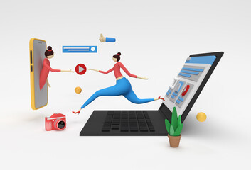 creative 3d render web development deal banner, marketing material, presentation, online advertising