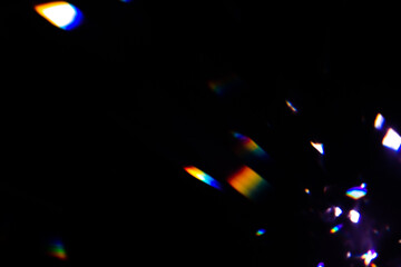 Aufkleber - Blur colorful warm rainbow crystal light leaks on black background. Defocused abstract retro film analog effect for using over photos as overlay or screen filter