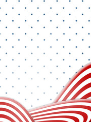 A fluttering red and white flag on a white background with blue stars on Independence Day. American flag on white with red stars background vector illustration. USA banner.