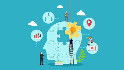 Business concept ( new idea, imagination, inspiration ) vector banner illustration