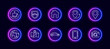 © artacet - 10 in 1 vector icons set related to car trip theme. Lineart vector icons in geometric neon glow style