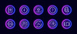 10 in 1 vector icons set related to help and support theme. Lineart vector icons in neon glow style