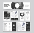 © olegphotor - Vector banner, brochure, trifold, dl flyer with headline, cover with geometric design for corporate style, on a white background. Set