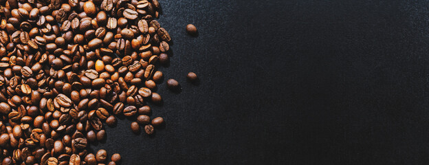 Coffee beans on dark background