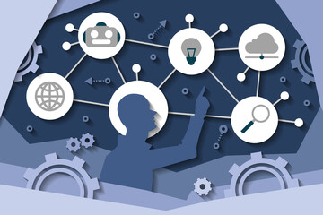 Computer and Internet Technologies concept, paper cut design vector illustration