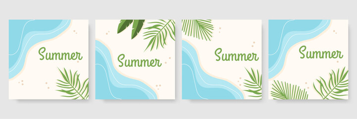 Fototapete - Set ot summer insta templates for life stories and news. Backgrounds for your design, for social media landing page, website, mobile app and poster, flyer, coupon, gift card. Vector illustration.