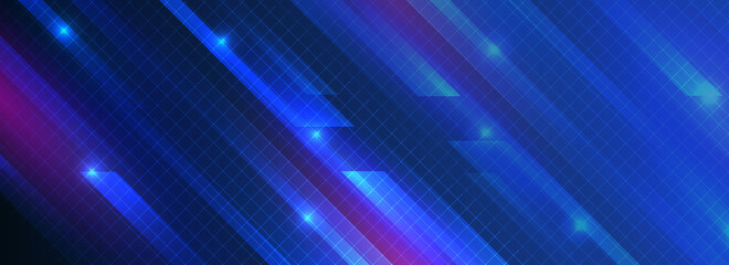 Sticker - Dynamic cover or colorful layout for event.  Abstract blue sports background in speed effect style. Illustration of colorful light ray, neon stripe line.