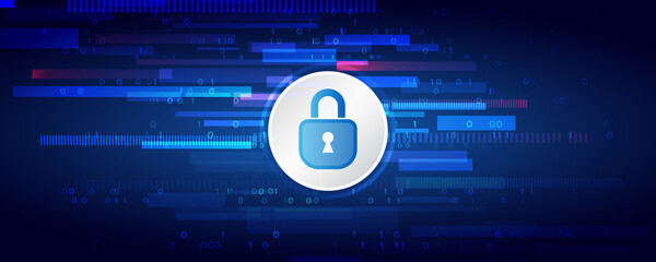 Fototapete - Digital security and network protection. Cyber security for internet projects. Antivirus technology web services.