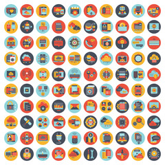 Wall Mural - business, management and technology icon set for websites and mobile applications. flat vector illus