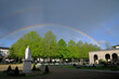 Ein Regenbogen über dem Kurgarten von Bad Kissingen