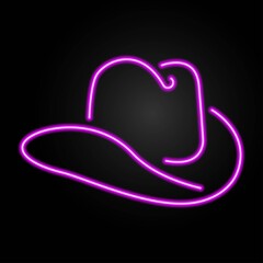 Hat neon sign, modern glowing banner design, colorful trend of modern design on black background. Vector illustration.