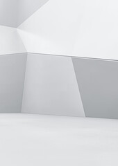 Wall Mural - Abstract white polygonal wall background. Futuristic Geometric structure design concept. 3d Render.