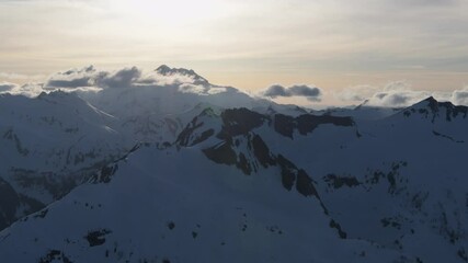Wall Mural - aerial dramatic north cascade mountains winter sunset
