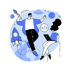 Virtual world development abstract concept vector illustration.