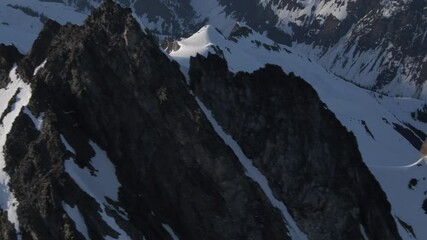 Wall Mural - aerial dramatic north cascade mountains winter sunset