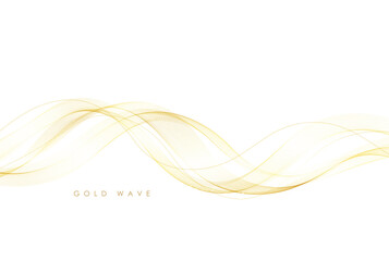 Aufkleber - Vector abstract colorful flowing gold wave lines isolated on white background. Design element for wedding invitation, greeting card