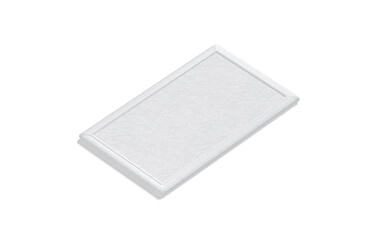 Wall Mural - Blank white rectangle embroidered patch mockup, side view