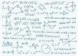 Doodle math formulas. Handwritten mathematical equations, schemes on notebook squared paper. Algebra or geometry calculations vector set. College, school or university lecture notes