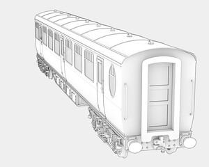 Wall Mural - Train wagon isolated on background. 3d rendering - illustration