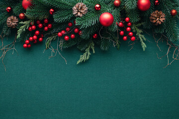 christmas holiday background or template for a greeting card or banner with copy space for a text