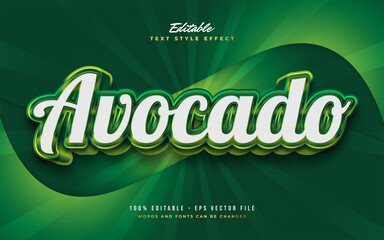 Green Avocado Text Style with 3D and Embossed Effect. Editable Text Effect