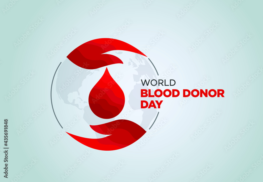 World Blood Donor Day vector illustration. Blood donation awareness poster design. Hemophilia or blood cancer day concept. World Blood Donor Day vector background. Awareness poster with red drop. - obrazy, fototapety, plakaty 
