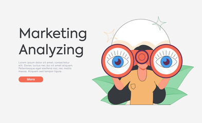 Wall Mural - landing page template of digital solutions business analytics and planning. modern flat style. vecto
