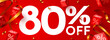 80 percent Off. Discount creative composition. 3d mega sale symbol with decorative objects. Sale banner and poster.