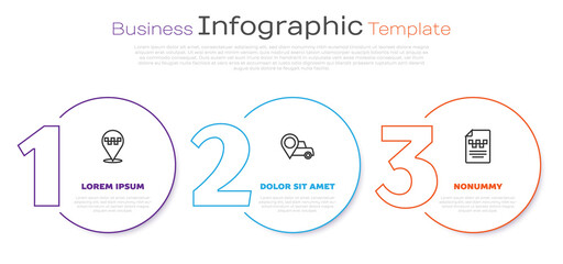 Poster - Set line Location with taxi, and Taxi driver license. Business infographic template. Vector