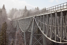 Umea, Norrland Sweden - May 1, 2021: old steel bridge for cars across the river