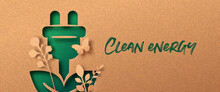 Clean Energy Green Nature Paper Cut Banner Concept