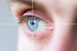 © maxsim - Closeup eye monitoring and scanning. Biometric scan of male eye.