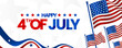 United states of America happy 4th of July colorful modern design on waving American flag on the banner background
